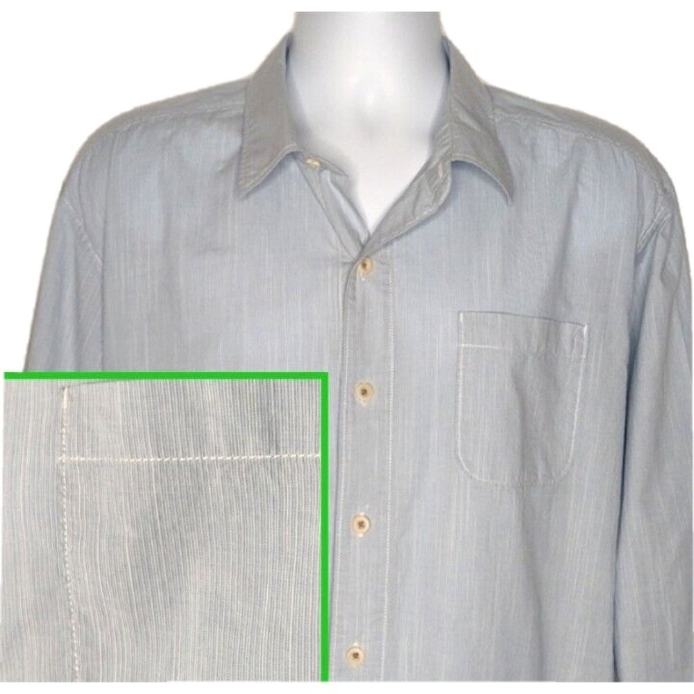 Tommy Bahama Relax Blue Long Sleeve Stripe Button Up Shirt Men XL X-Large